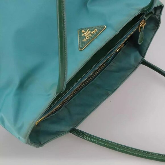 PRADA Tote Bag Nylon Blue Gold Auth - Picture 8 of 15